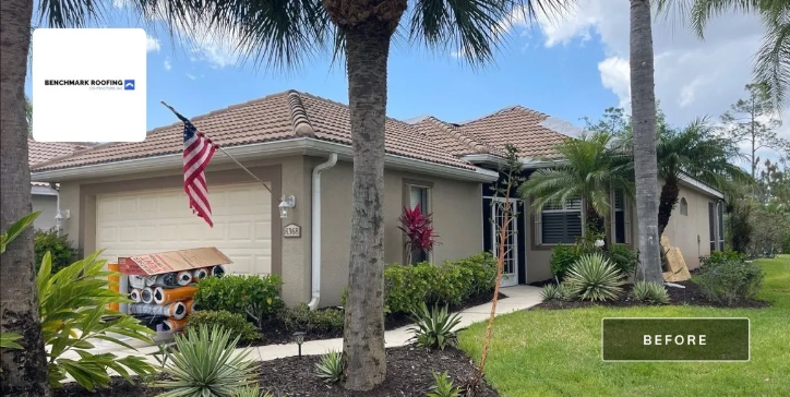 Before: House roof requiring tile replacement