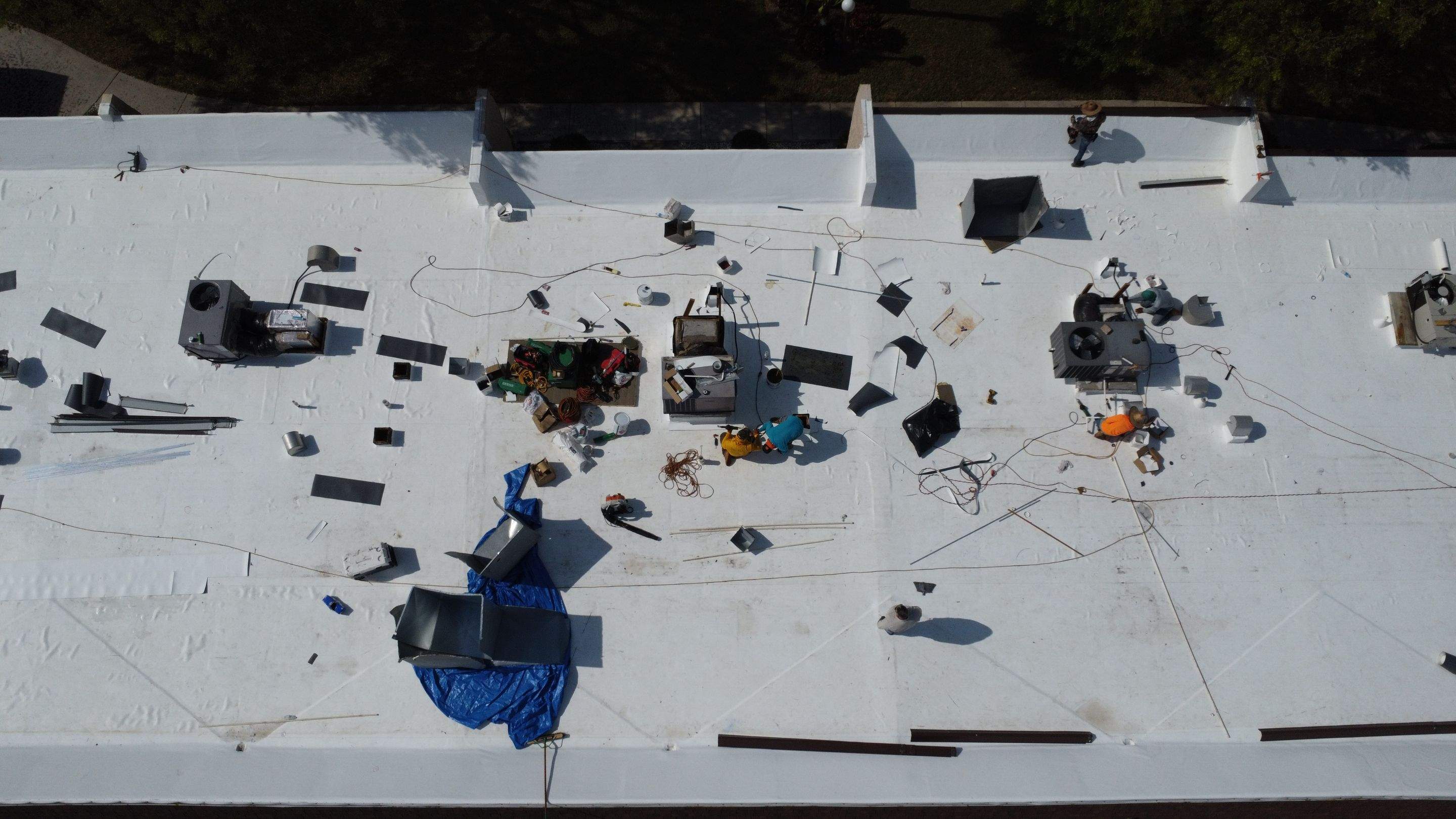 Commercial building with professional flat roof installation