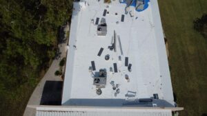 Small building flat roof aerial view