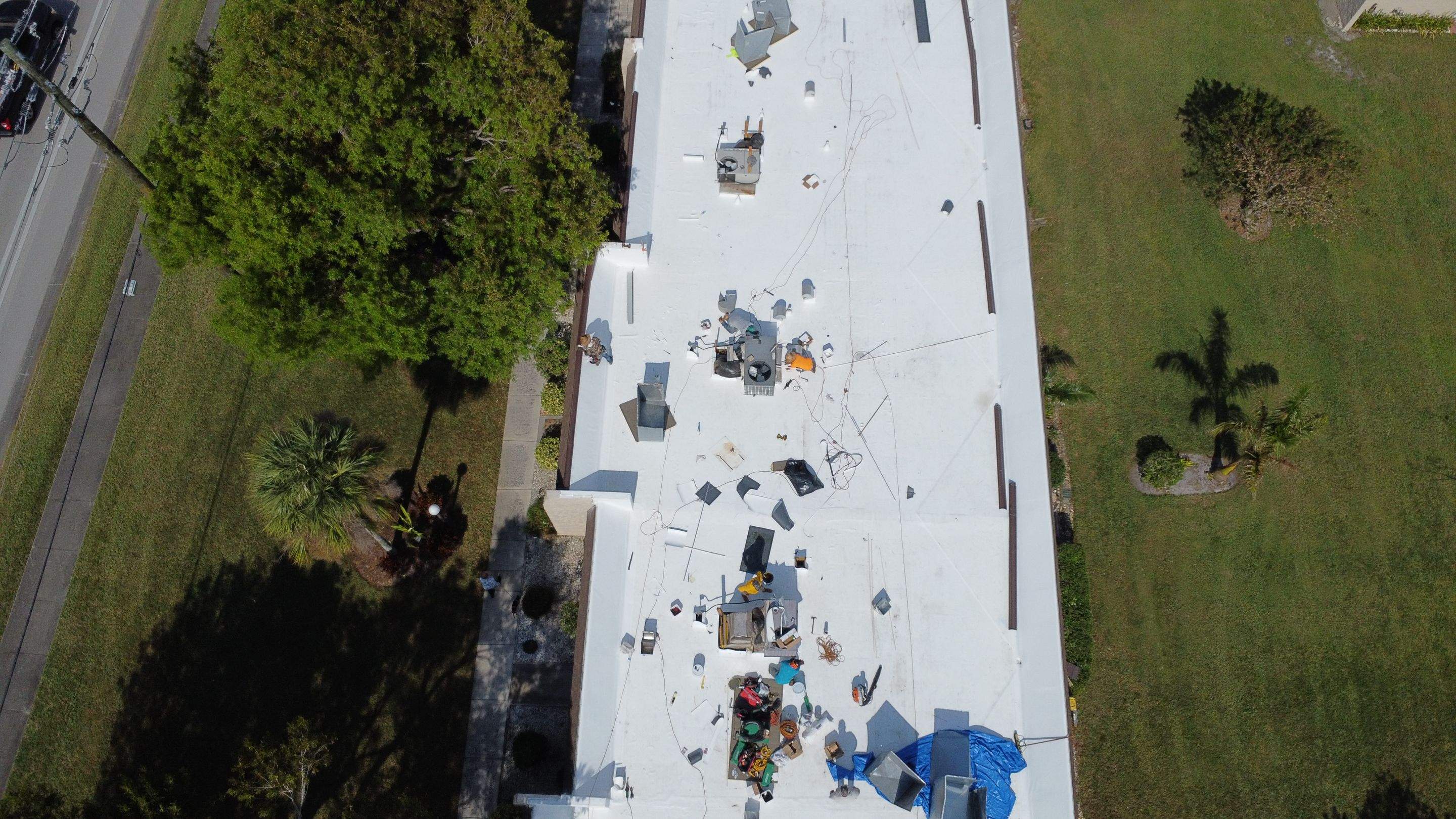 Large commercial rooftop aerial perspective