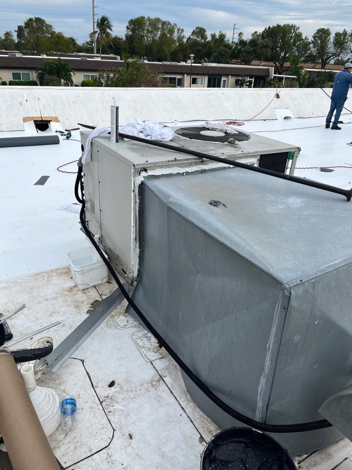 Modern commercial building with metal roofing system