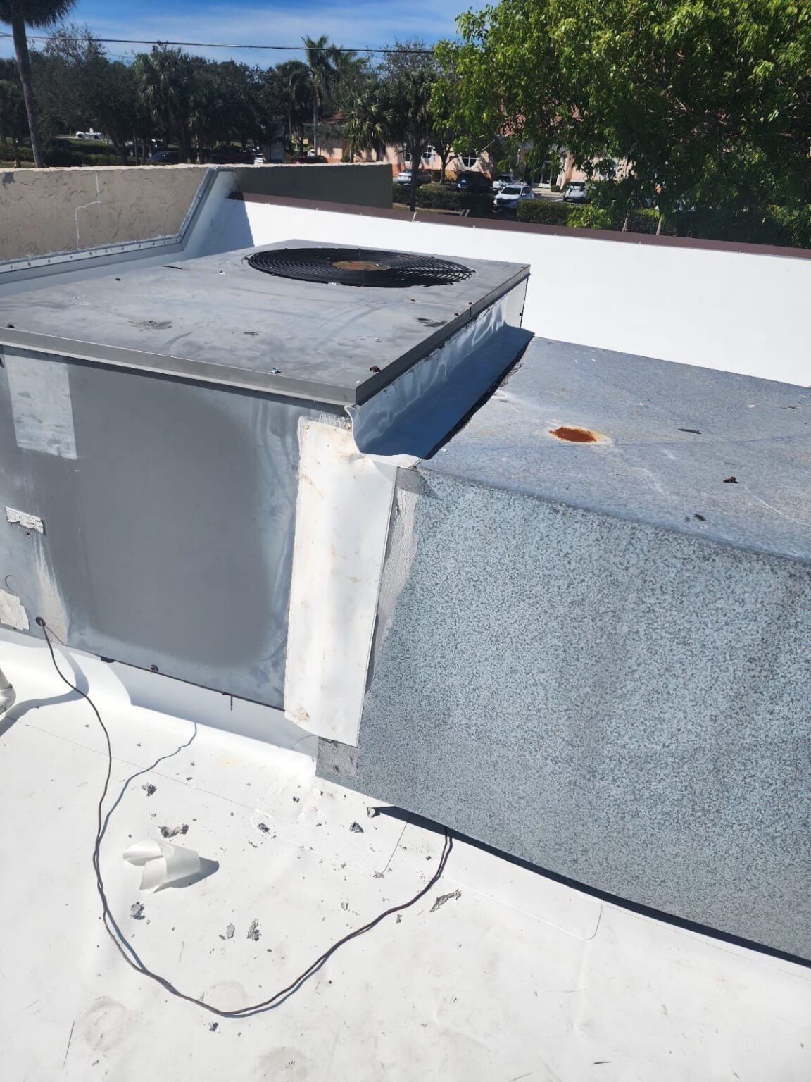 Commercial building with professional roof installation