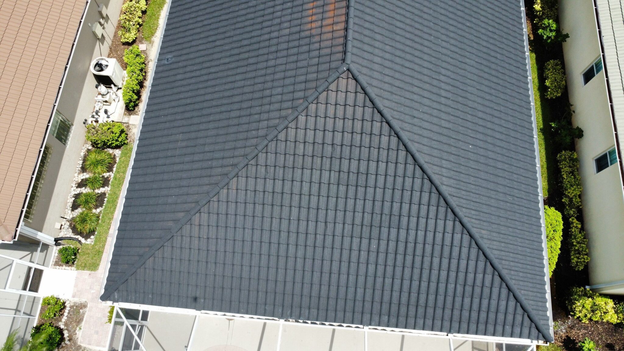 White membrane roof aerial overview